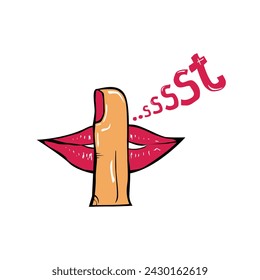 dibujos animados labios silenciosos, no hagas ruido.