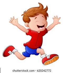 Vector illustration of Cartoon little boy running