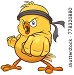 Vector illustration of Cartoon Little chick karate