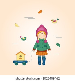 Vector illustration of cartoon little cute doll. Can be used for baby t-shirt print, fashion print design, kids wear.