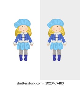 Vector illustration of cartoon little cute doll. Can be used for baby t-shirt print, fashion print design, kids wear.	

