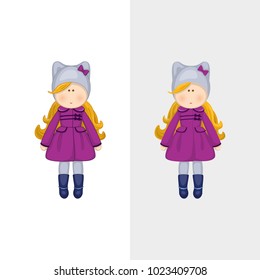 Vector illustration of cartoon little cute doll. Can be used for baby t-shirt print, fashion print design, kids wear.