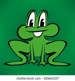 vector illustration of cartoon little frog over green background