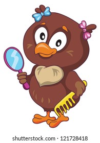 vector illustration-  cartoon little funny owl on white background