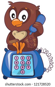 vector illustration-  cartoon little funny owl on white background