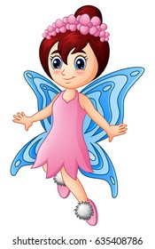 Vector Illustration Cartoon Little Girl Fairy Stock Vector (Royalty ...