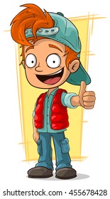 A vector illustration of cartoon little redhead boy