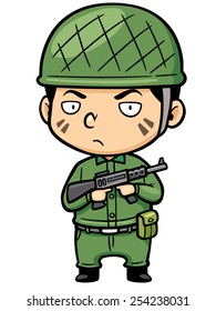 Vector illustration of Cartoon little Soldier