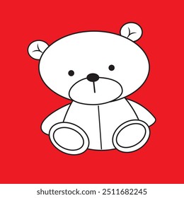 Vector illustration cartoon lovely teddy bear children's toy isolated on red background