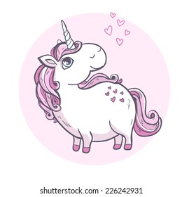  Ilustración vectorial. Caricatura de unicornio mágico.