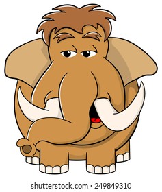vector illustration of a cartoon mammoth on white background 