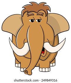 vector illustration of a cartoon mammoth on white background 