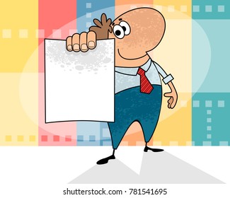 Vector illustration of a cartoon man with a blank