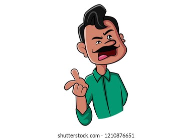 Vector illustration of cartoon man face expression. Isolated on white background.