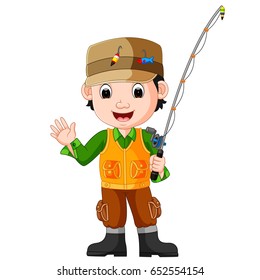 vector illustration of Cartoon man fishing