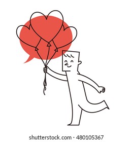 Vector illustration - cartoon man holding up celebration balloon
