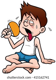 Vector illustration of Cartoon Man in Hot Weather