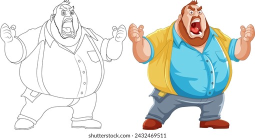 Vector illustration of a cartoon man looking angry