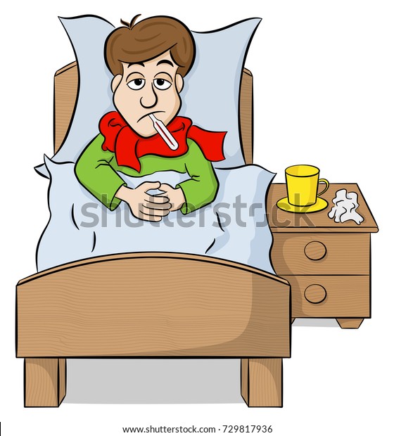 Vector Illustration Cartoon Man Lying Bed Stock Vector (Royalty Free ...