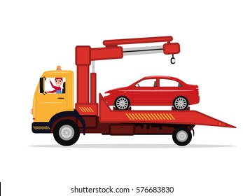 Vector Illustration Cartoon Man Tow Truck Stock Vector (Royalty Free ...