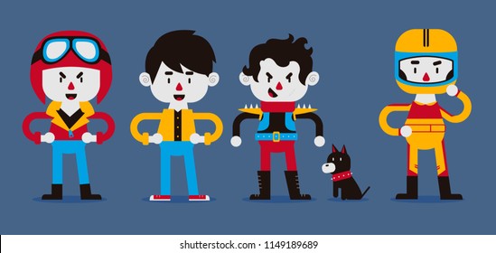 Vector illustration of a cartoon man wearing sports and cool outfits.