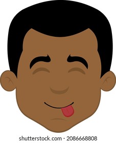 Vector illustration of a cartoon man's face with a yummy expression that is delicious
