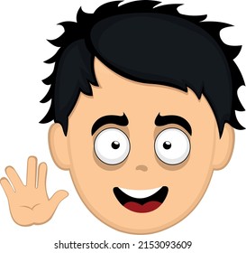 Vector illustration of a cartoon man's face doing the  salute