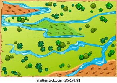 Vector illustration cartoon map of the area. top view