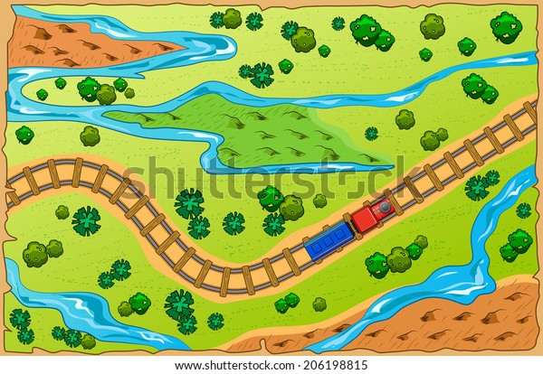 Vector
illustration cartoon map of the area. top
view