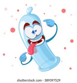 Vector illustration cartoon mascot character cheerful condom