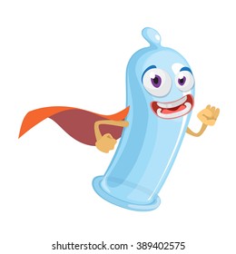Vector illustration cartoon mascot character superhero to the rescue
