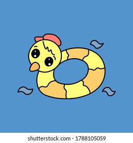 vector illustration of a cartoon mascot duck buoy flat cartoon