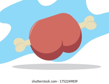 Vector Illustration Of Cartoon Meat. EPS 10.