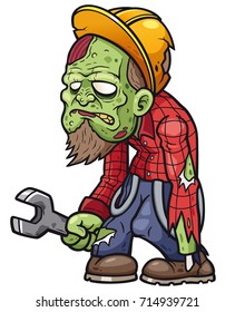 Vector illustration of Cartoon mechanic zombie