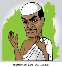 Vector illustration of cartoon vector men praying wearing hajj ihram clothes