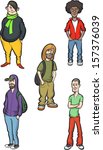 Vector illustration of cartoon modern young men. Easy-edit layered vector EPS10 file scalable to any size without quality loss. High resolution raster JPG file is included.