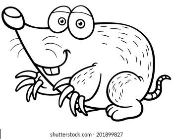 Vector illustration of cartoon mole - Coloring book