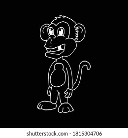 
Ilustración vectorial del mono de dibujos animados. Colorido de la página.