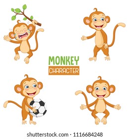 Vector Illustration Of Cartoon Monkeys