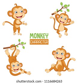 Vector Illustration Of Cartoon Monkeys