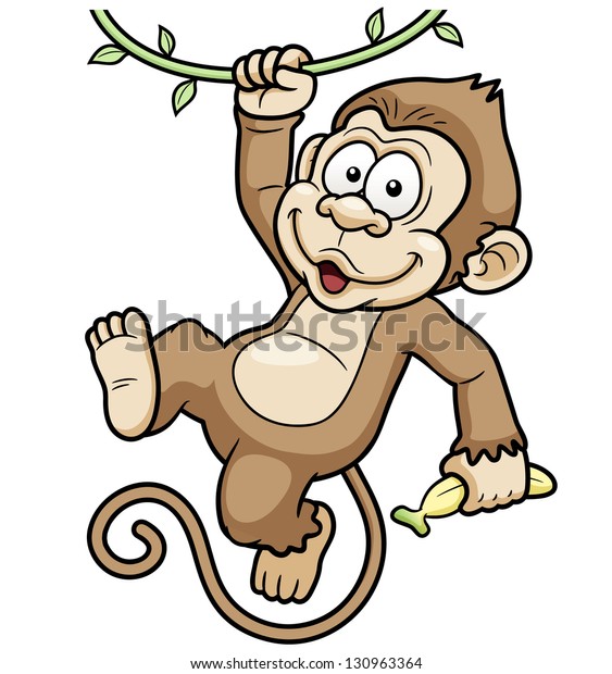Vector Illustration Cartoon Monkeys Stock Vector Royalty Free 130963364