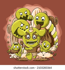 vector illustration cartoon monster abstract