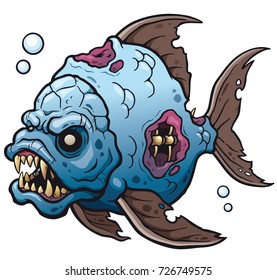 Vector illustration of Cartoon monster fish