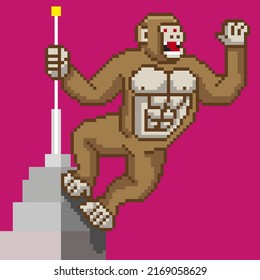 vector illustration of cartoon monster. gorilla pixel design collection3