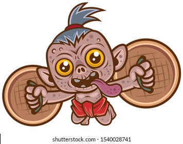 Vector illustration of Cartoon Monster, Thai ghost, Krahang