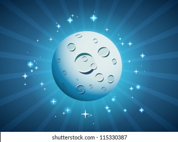 Vector Illustration Of Cartoon Moon.