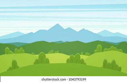 Vector Illustration Cartoon Mountains Flat Summer Stock Vector (Royalty ...