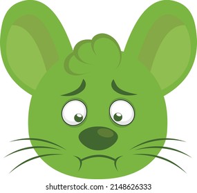 Vektorgrafik von Cartoon-Maus-Gesicht mit einer grünen Farbe von Übelkeit