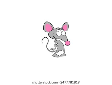 Vector illustration of cartoon mouse isolated on white background	