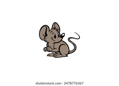 Vector illustration of cartoon mouse isolated on white background	